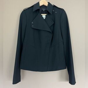 {Ann Taylor} Wool Blend Moto Jacket with Asymmetrical Zipper in Black - Womens 8